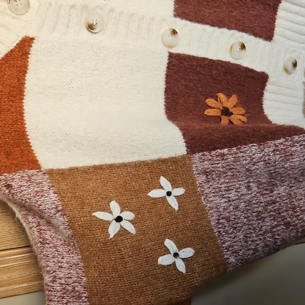 Luna Ivy By Anthropologie  Patchwork Women's Sweater - Picture 2 of 8